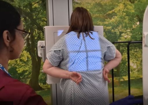 A photo of a patient receiving a test