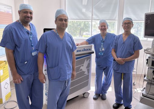 Pictured from left to right – Yasir Hassanein, Tahir Qayyum and Nicholas Bryan with visiting mentor Mathiew Liew.