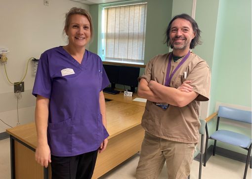 Image of CHFT colleague Elizabeth Graham left, pictured with Adrian Robertson, right