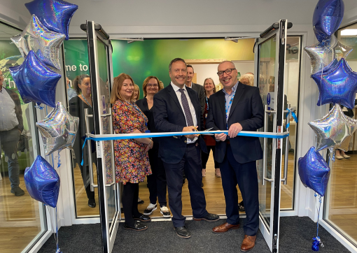 The ribbons were cut at the front entrance by Andy Lockey and Brendan Brown