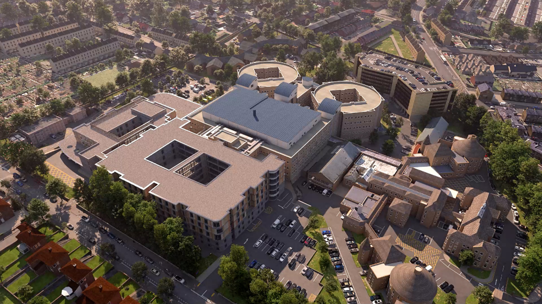 Artists' impressions show the overall footprint of Calderdale Royal Hospital will almost double in size