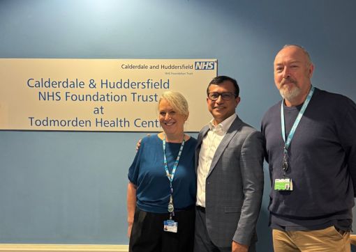 Lead Nurse for Pain Services, Tina Knight with Dr Menon and Tony at the clinic