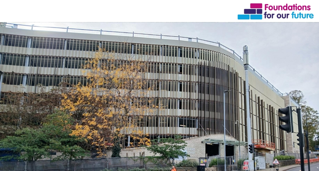 The outside of the multi-storey car park at Calderdale Royal