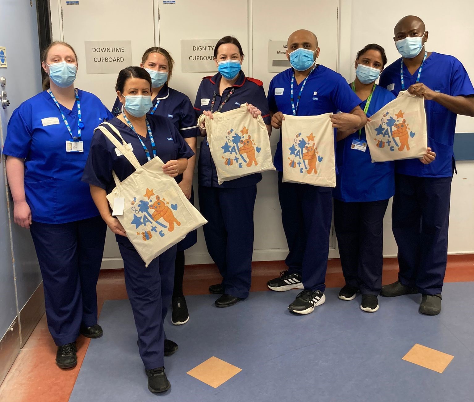 Some of our A&E Team with the Care Bags