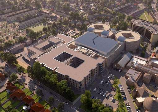 An artist impression of the new clinical building footprint at Calderdale Royal Hospital