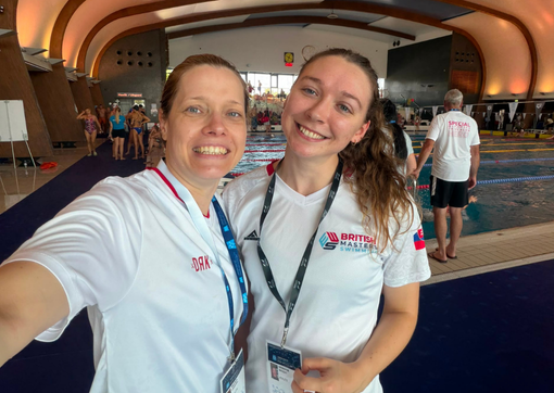 Beatrix (left) and Georgina (right) took part in the European Aquatics Masters Swimming Championships