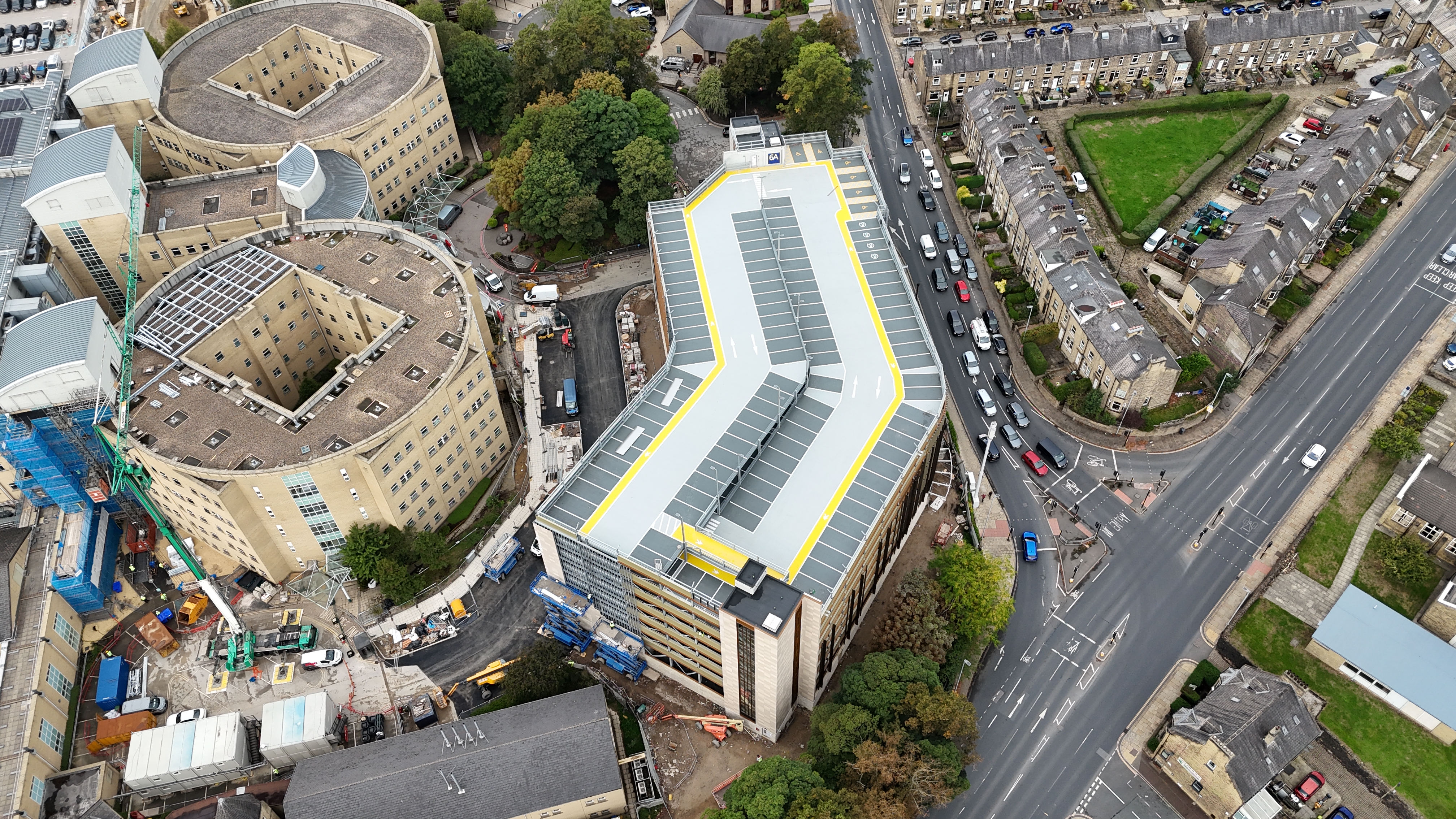 An aerial view of the new multi-storey car park