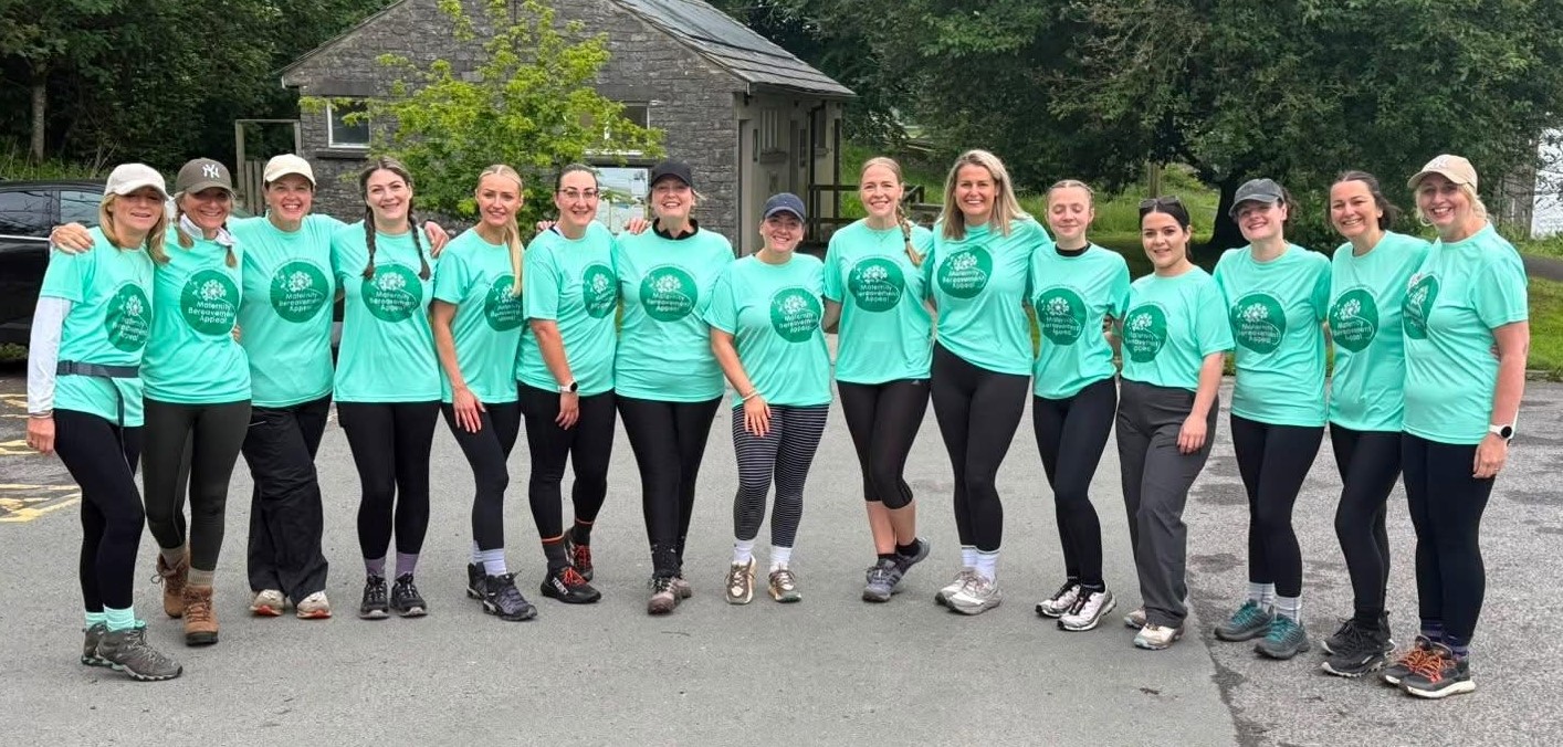 The team in their branded t-shirts before the walk started