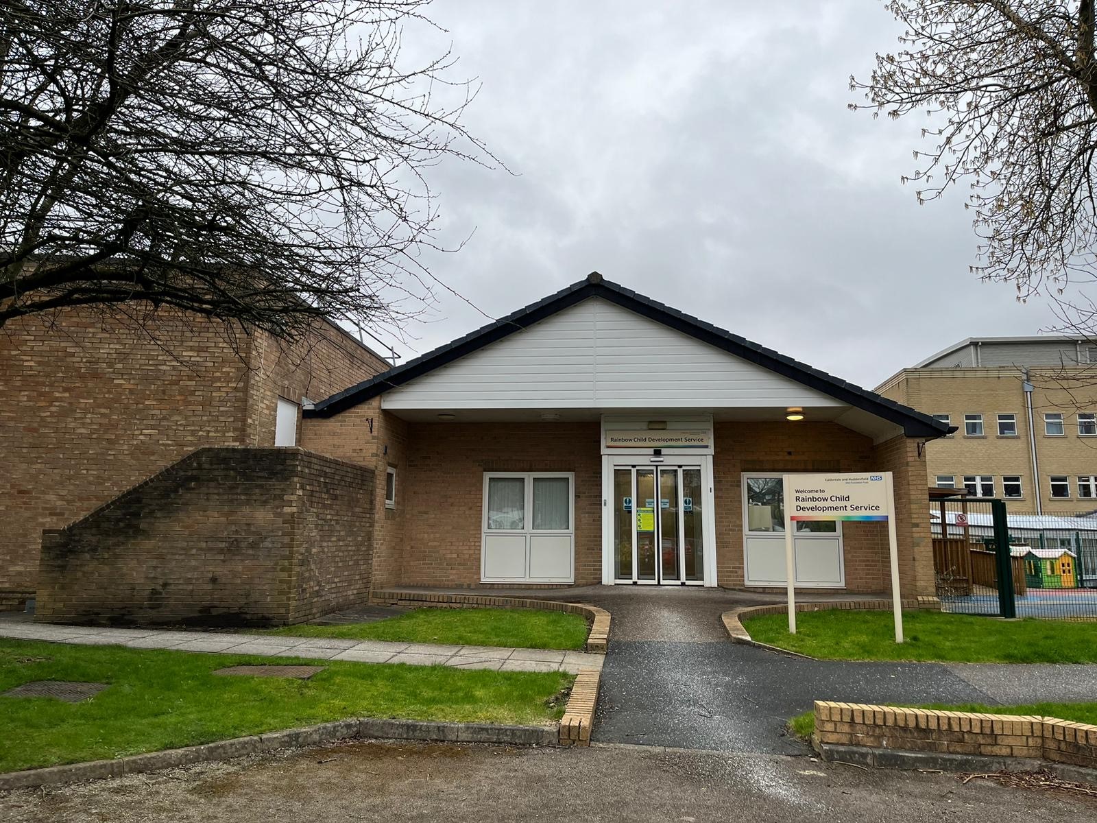 The front entrance to the Rainbow Unit, which is the new home of the Orthopaedics Outpatients service at Calderdale Royal Hospital. 