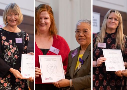 Cath, Tara and Jayne receiving their awards