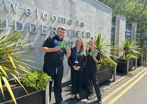 Kate Frost, who led on the implementation of the service, is pictured with tobacco dependency advisors, Shannon (right) and Derran, at the service launch in June