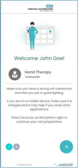 An example showing the Andor welcome page.