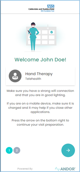 An example showing the Andor welcome page.