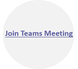 Gray circle with a message in the middle "join teams meeting"