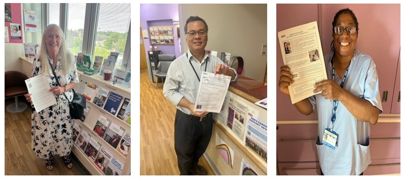 Image of 3 people holding a newsletter