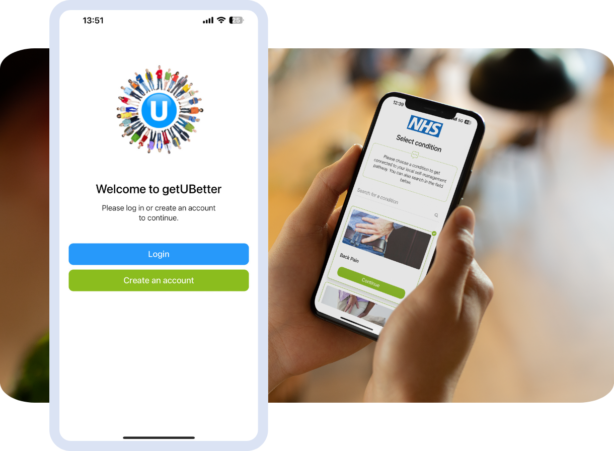 A banner with a screenshot of the getUBetter App