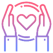 Two hands with a love heart in between them