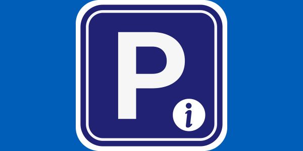 A large P for car parking and an information icon