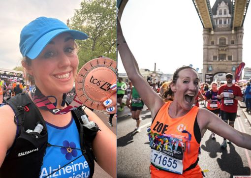 From left to right: Sophie and Zoe during the London Marathon