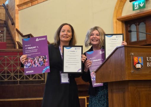 A photo of Renee (left) and Vicki (right) at the Patient Experience Awards earlier in 2025