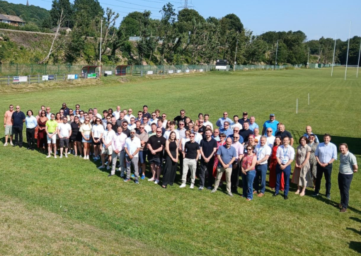 A group photo from the Progress and Partnership event to mark the start of the construction phase of the new hospital