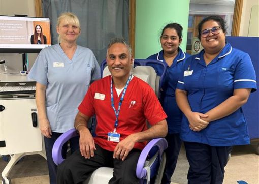 Colleagues from the stroke unit at CRH with the new shower chair