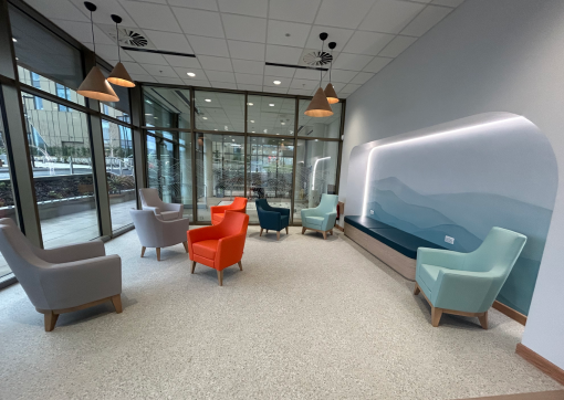 The light and airy reception area in Southgate CDC