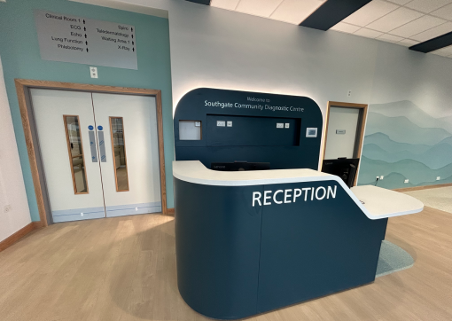 The reception desk in Southgate CDC