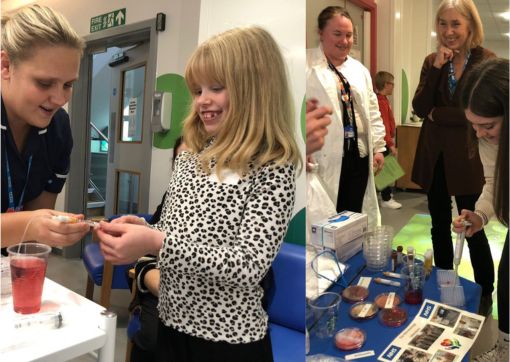 Children getting hands on pathology practice